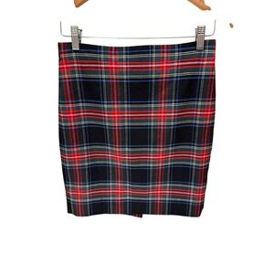 J.Crew Pencil Skirt Womens 4P Plaid The Pencil Skirt Wool Blend Tartan Preppy